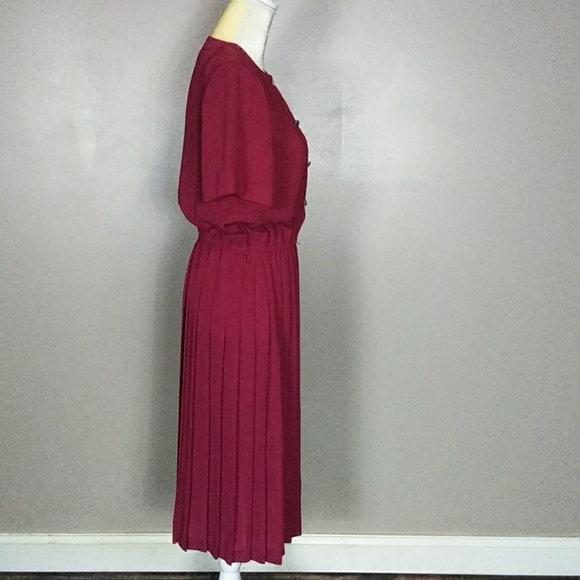 Leslie Fay Dark Red Pleated Dress - Picture 8 of 10